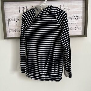 Vanilla Bay Navy and Gray Striped Hoodie